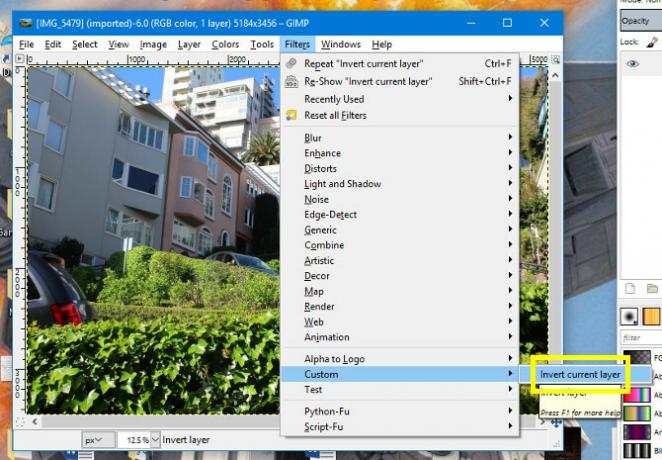 inverti il ​​plugin gimp del layer corrente