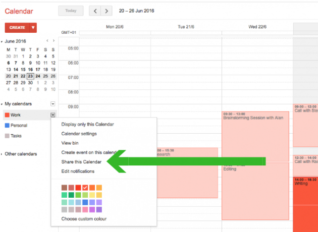 Condividi persone specifiche di Google Calendar