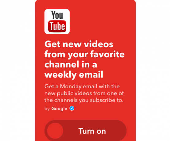 youtube ifttt nuovi video di canale per e-mail settimanale