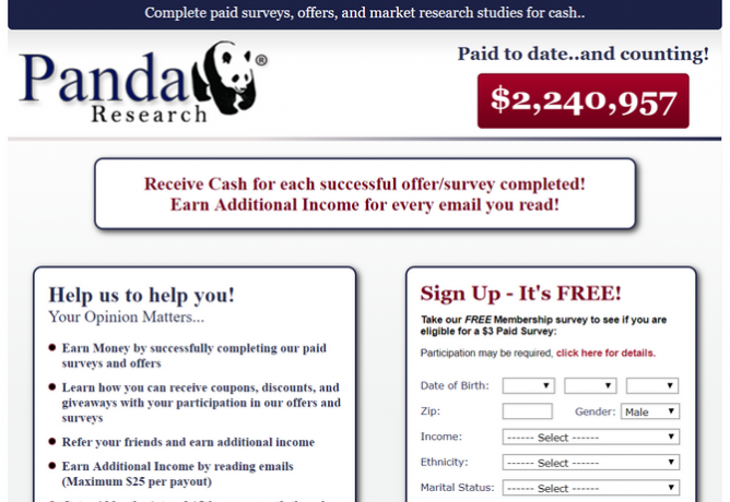 Sito web online Panda Research Paid Surveys Surveys