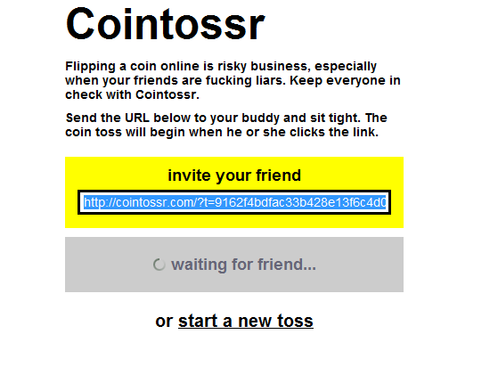 Cointossr: Lancia una moneta Online cointossr1