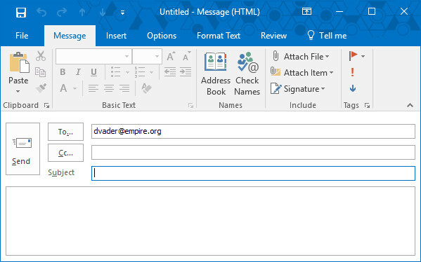 Nuovo interruttore di comando e-mail di Outlook per Windows 10