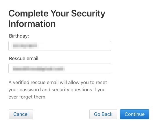 Verifica le informazioni sulla sicurezza di due fattori Apple