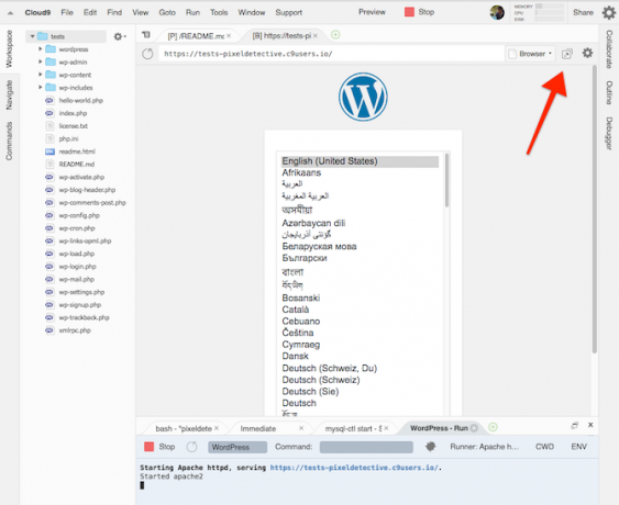 installa wordpress su cloud 9 9