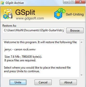 gsplit - divide file di grandi dimensioni in file più piccoli