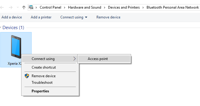 Connettiti a un punto di accesso tethering Android tramite Bluetooth in Windows 10