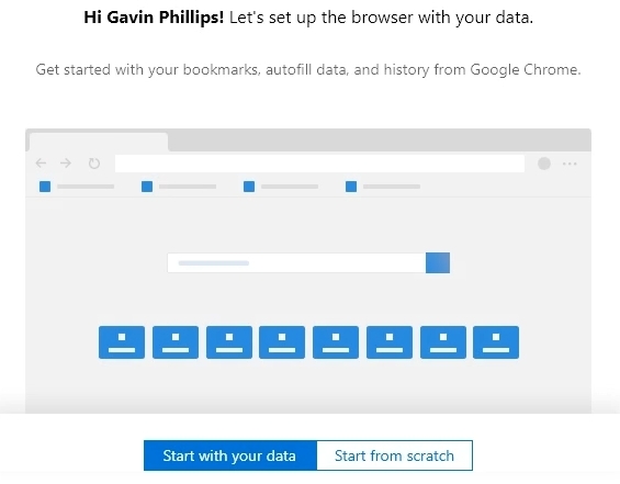 dati di importazione del browser Microsoft Chrome Chromium