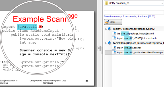 cerca i file pdf per il testo