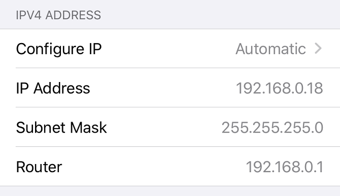 trova l'indirizzo IP del router iOS