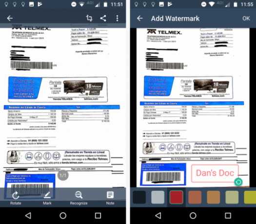 Scansione di documenti sul telefono con CamScanner per Android filigrana camscanner 571x500