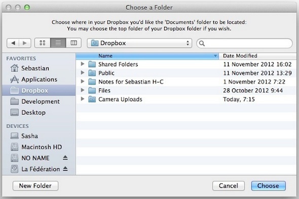 sincronizza dropbox mac