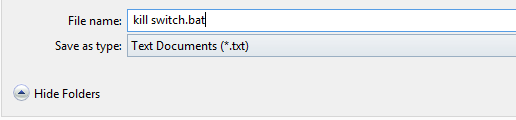 salva il file come killswitch bat