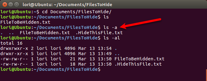 Visualizza i file nascosti nel Terminale in Linux