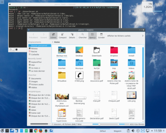 KDE in esecuzione su Nutyx