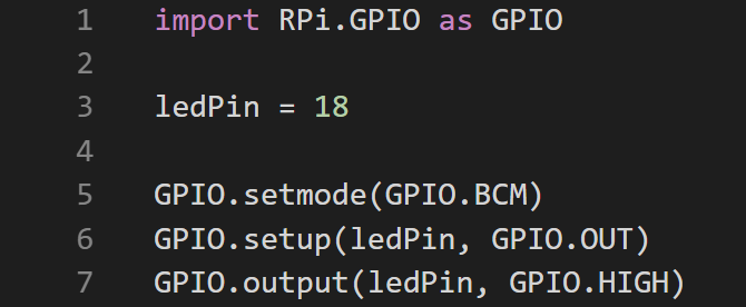 Codice da configurare e LED da emettere usando l'RPi. Libreria GPIO