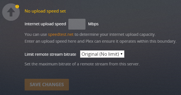 plex limita la velocità di upload