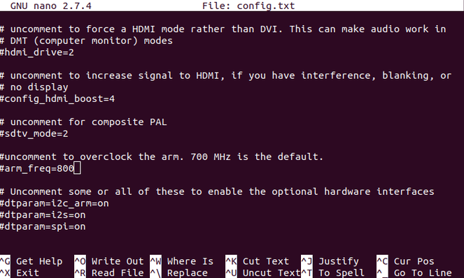 Modifica config.txt su Raspberry Pi