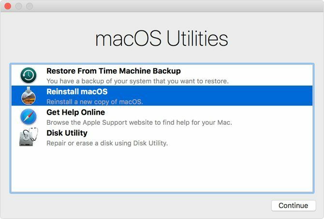 Reinstalla macOS dai programmi di utilità