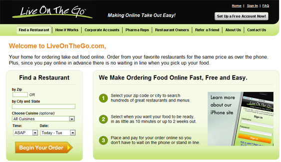 elenco dei ristoranti online per l'ordine alimentare