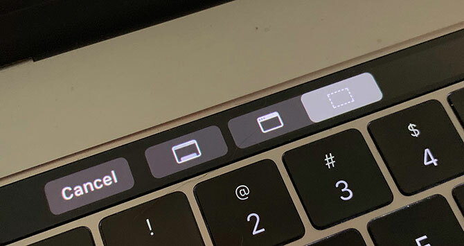 Opzioni di schermata sulla Touch Bar di MacBook Pro