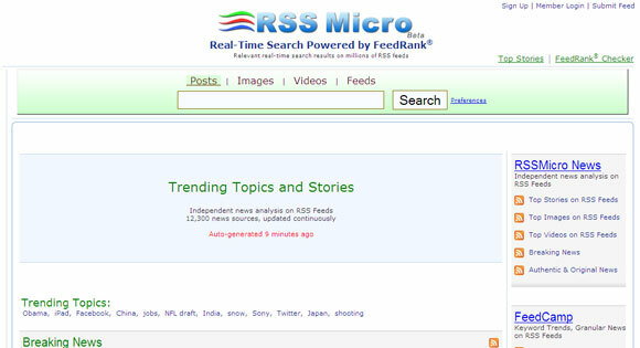 motore di ricerca feed RSS