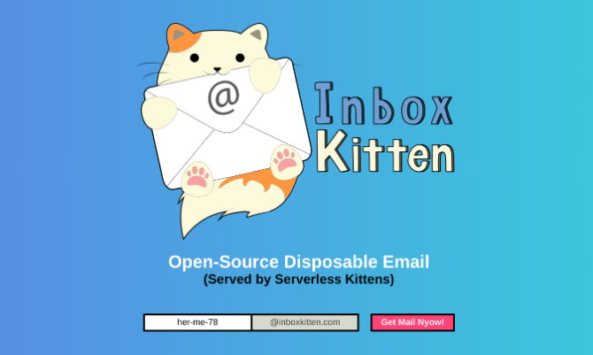 Inbox Kitten crea indirizzi email temporanei usa e getta che non è necessario ricordare