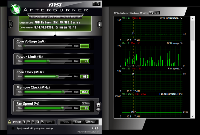 MSI Afterburner Overclocking Tool