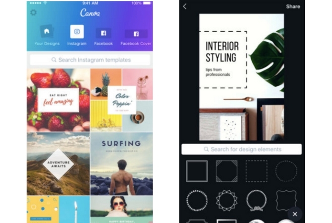 migliorare le storie di Instagram app canva