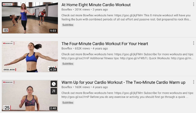 Bowflex offre video Youtube gratuiti di allenamento cardio