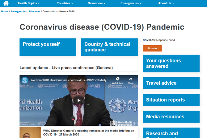 chi è il sito web della pandemia di coronavirus?
