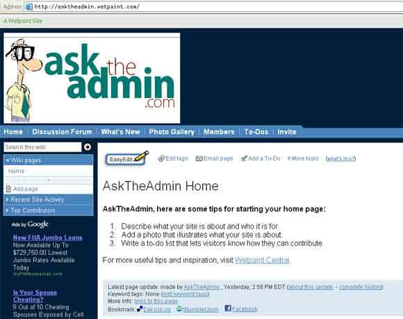 Crea facilmente il tuo sito Wiki con WetPaint wetpaint7