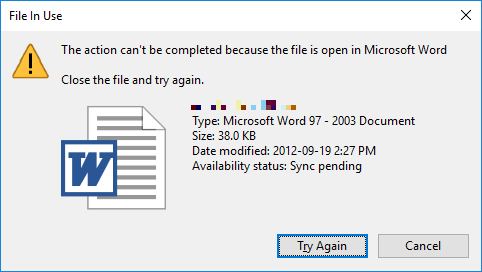 File di Windows in uso in altri programmi o sistemi.