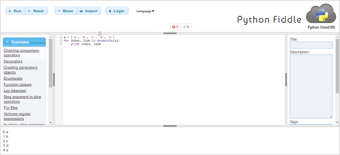 Prova Python nel tuo browser con queste shell interattive online gratuite piddle fiddle interprete online