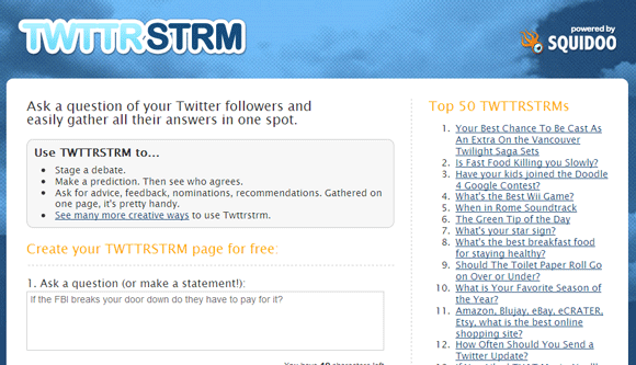 6 app Web di Twitter per porre domande da una folla di Twitter twttrstrm