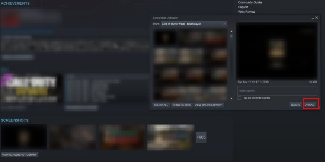 Uploader di screenshot di Steam