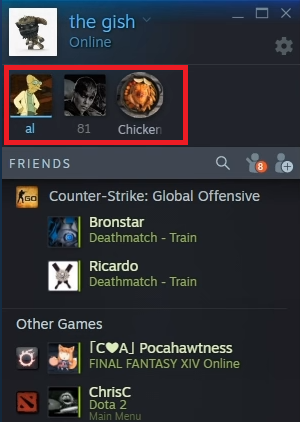 preferiti della chat di Steam