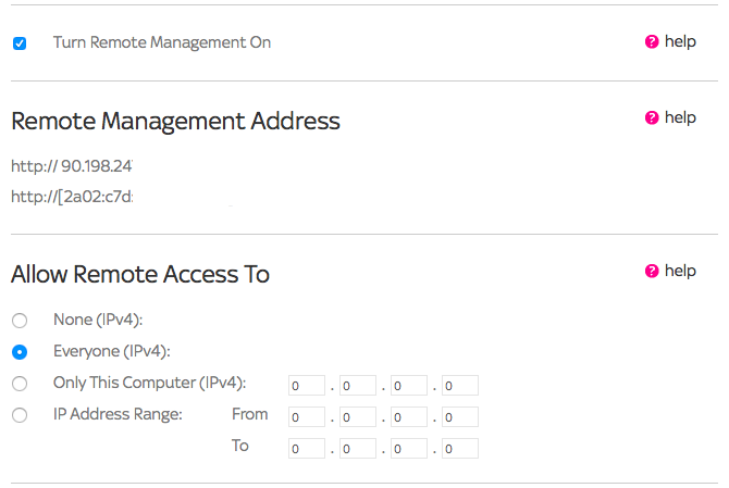 Impostazioni di accesso remoto del router wireless