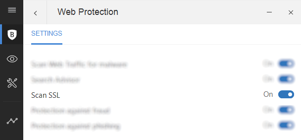 Modifica le impostazioni SSL in Bitdefender