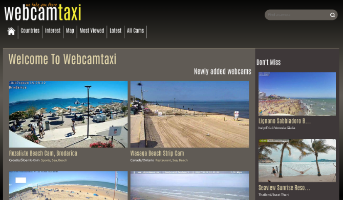 Webcam Taxi ha una directory ordinatamente categorizzata delle migliori webcam live in tutto il mondo