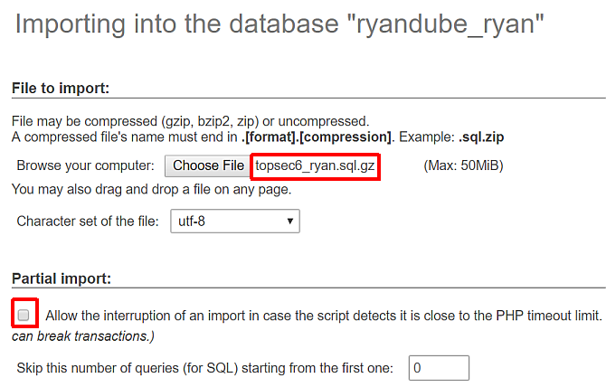 database di importazione