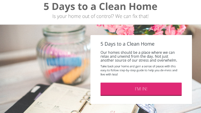 Simply Organized Home ospita un corso gratuito di cinque giorni via e-mail per pulire la tua casa 