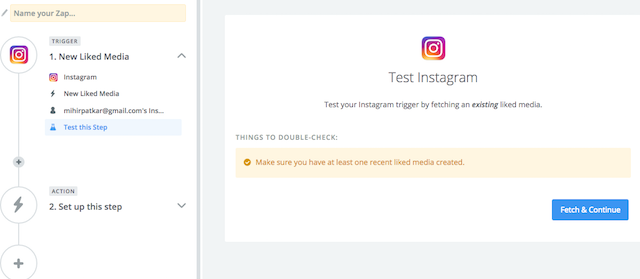 Mi piace per il download di Instagram Scegli Trigger Step 3