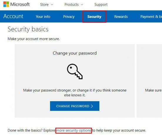 Abilita autenticazione a due fattori per l'account microsoft