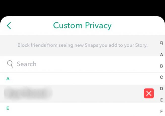 Come bloccare qualcuno sulla privacy personalizzata di Snapchat