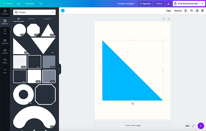 Inserimento di una forma in un modello Canva