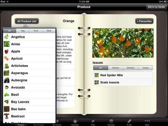 3 app per iPad per la coltivazione di un elenco di prodotti per la pianificazione di un orto