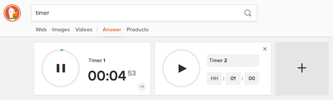 timer duckduckgo