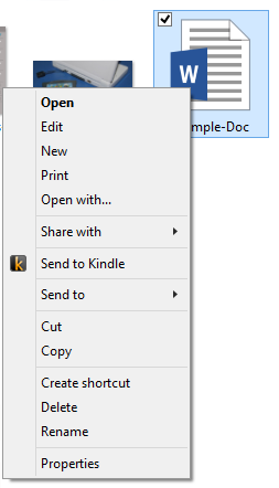 send-to-Kindle-right-click menu