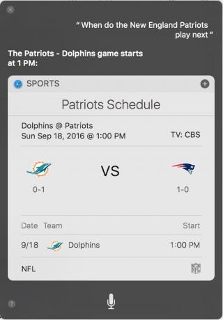 Riepilogo dei giochi sportivi Siri su Mac