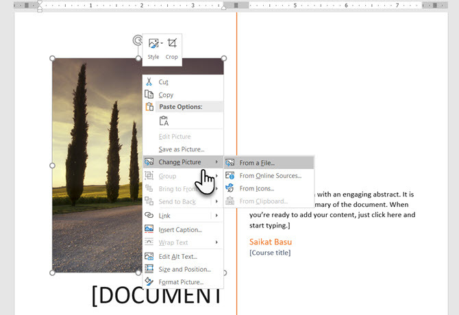 Cambia immagine di copertina in Microsoft Word